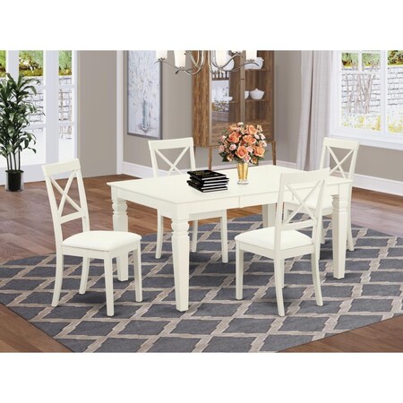 East West Furniture 7 Piece Weston Dining Table Set - Linen White WEBO7-LWH-LC